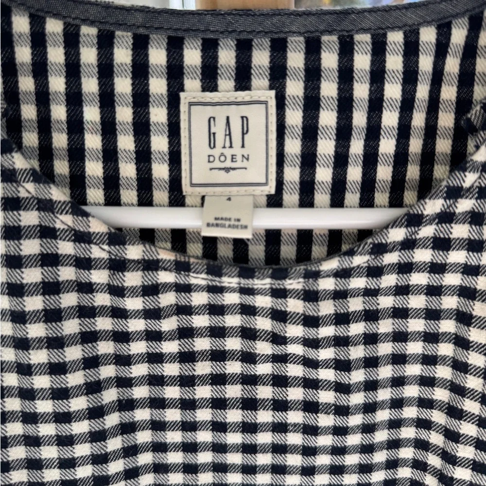 Gap × DÔEN Gingham Denim Mini Dress Blue Checkered Size Small Sold Out - Picture 3 of 4